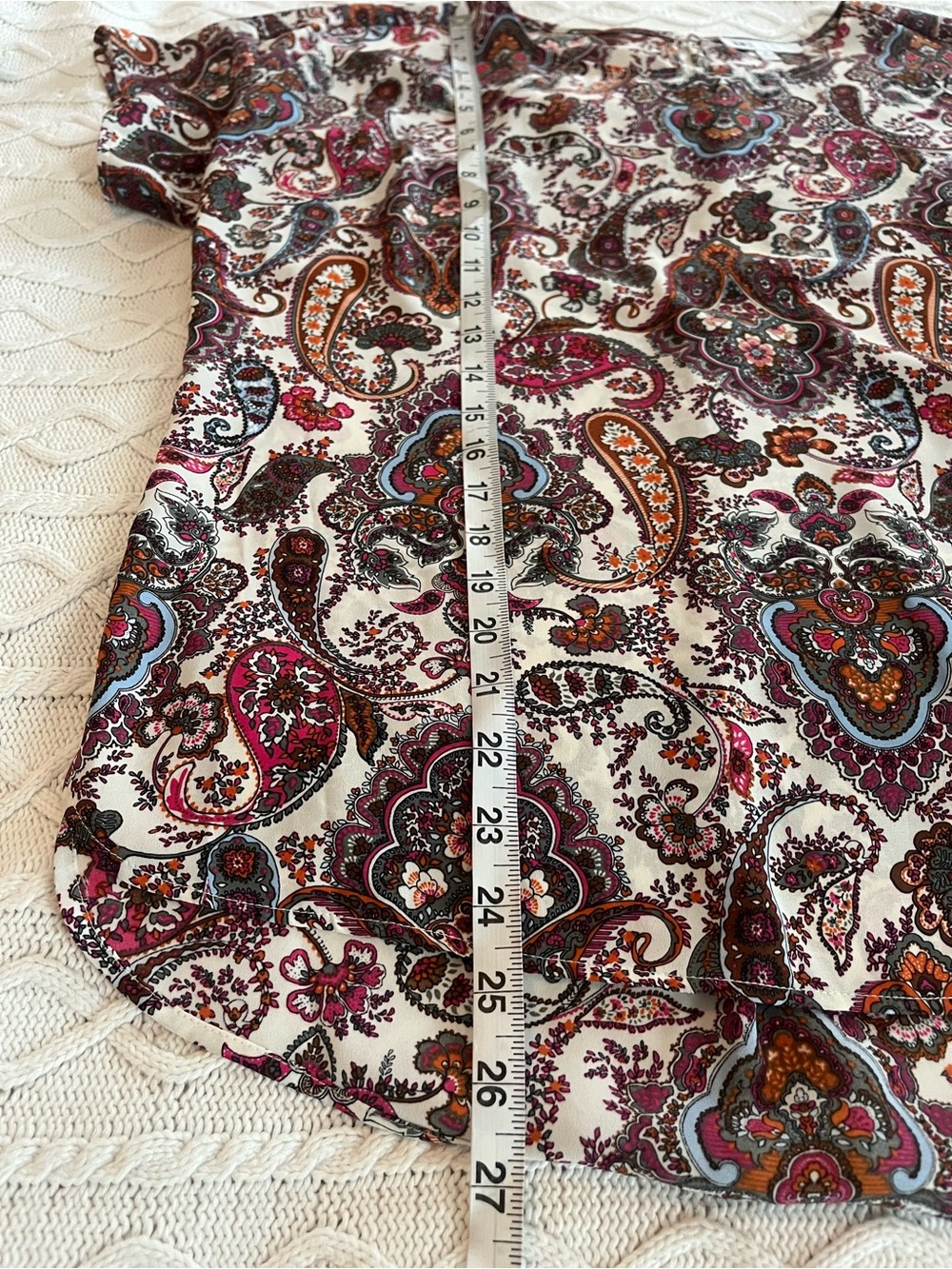 DR2 Paisley Short Sleeve Blouse Scoop Neck Women’s Size Medium - Picture 9 of 15